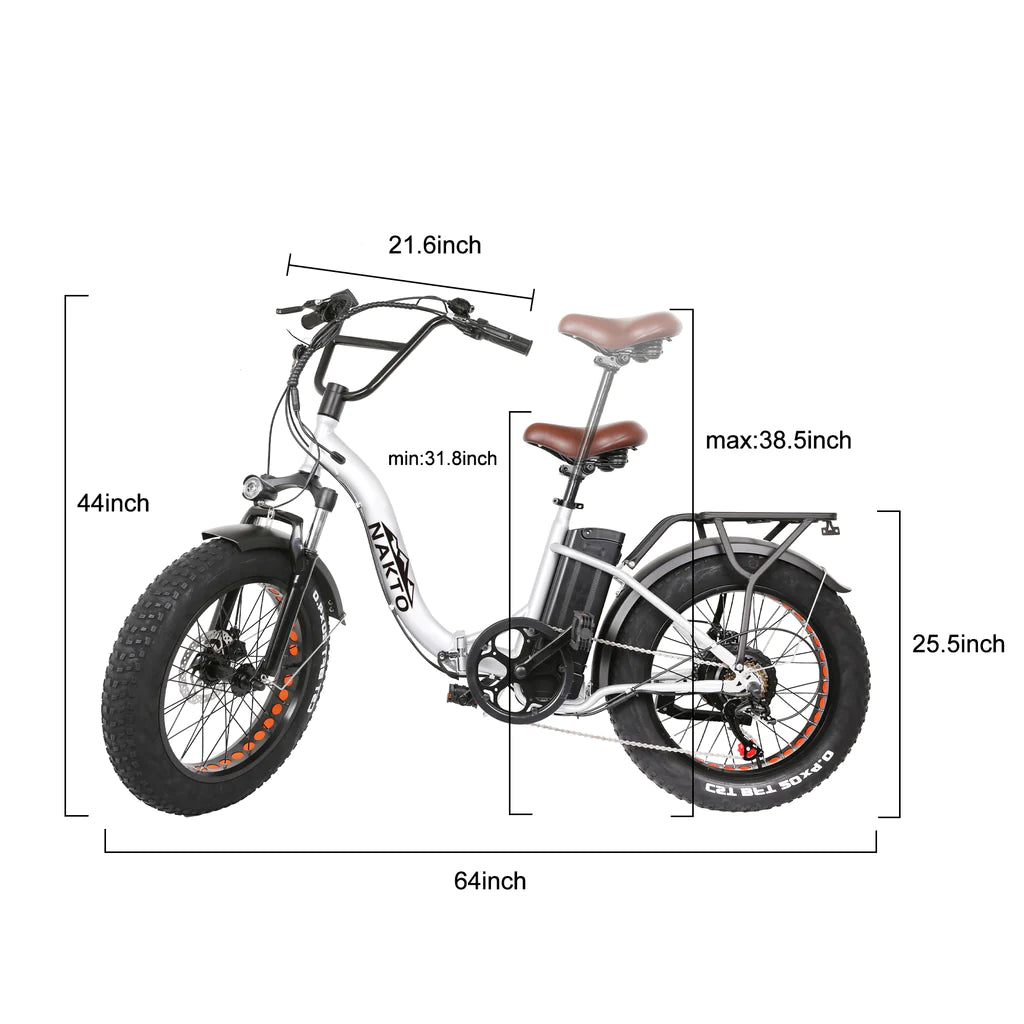 NAKTO BIKES Electric Fat Tire Bike - Folding Ox