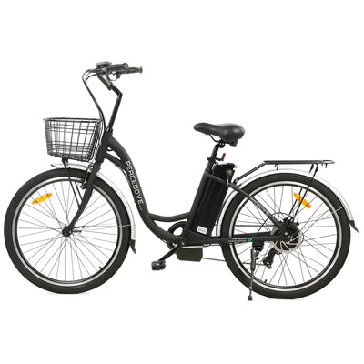 ECOTRIC BIKES 26" Black Peacedove Electric City Bike with Basket and Rear Rack