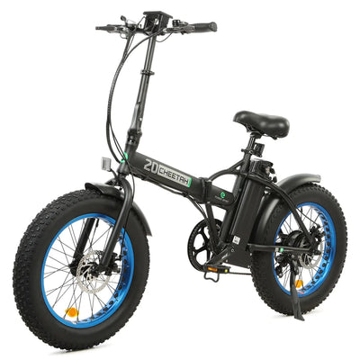 ECOTRIC BIKES 48V Fat Tire Portable and Folding Electric Bike with LCD display-Black and Blue -Long Battery Life