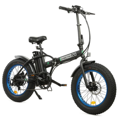 ECOTRIC BIKES 48V Fat Tire Portable and Folding Electric Bike with LCD display-Black and Blue -Long Battery Life