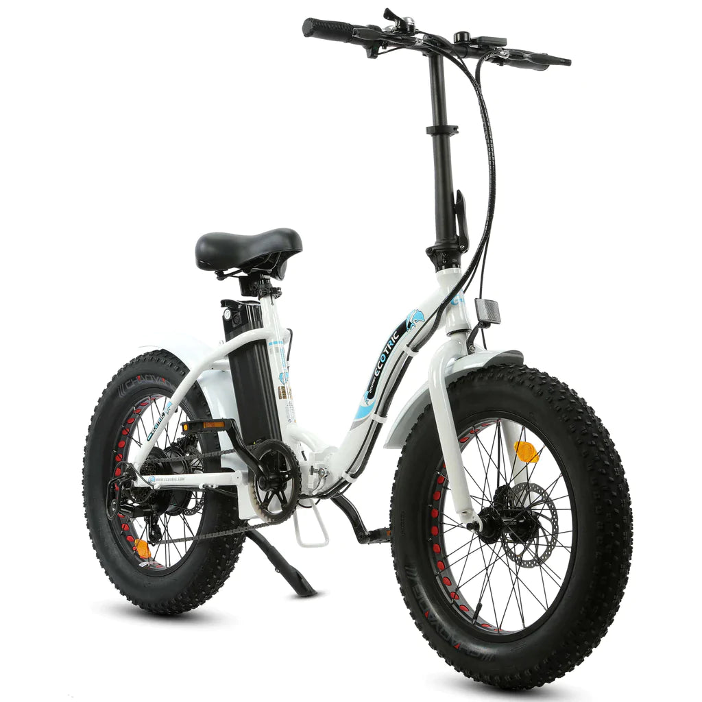 ECOTRIC BIKES UL Certified-Ecotric 20" White Portable and Folding Fat Bike Model Dolphin